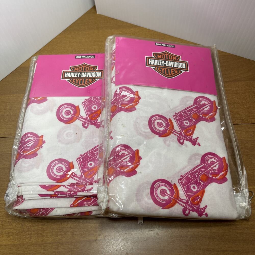 Harley Davidson Valance Set Of 2 Pink Orange 84 x 15 Motorcycle Valances New